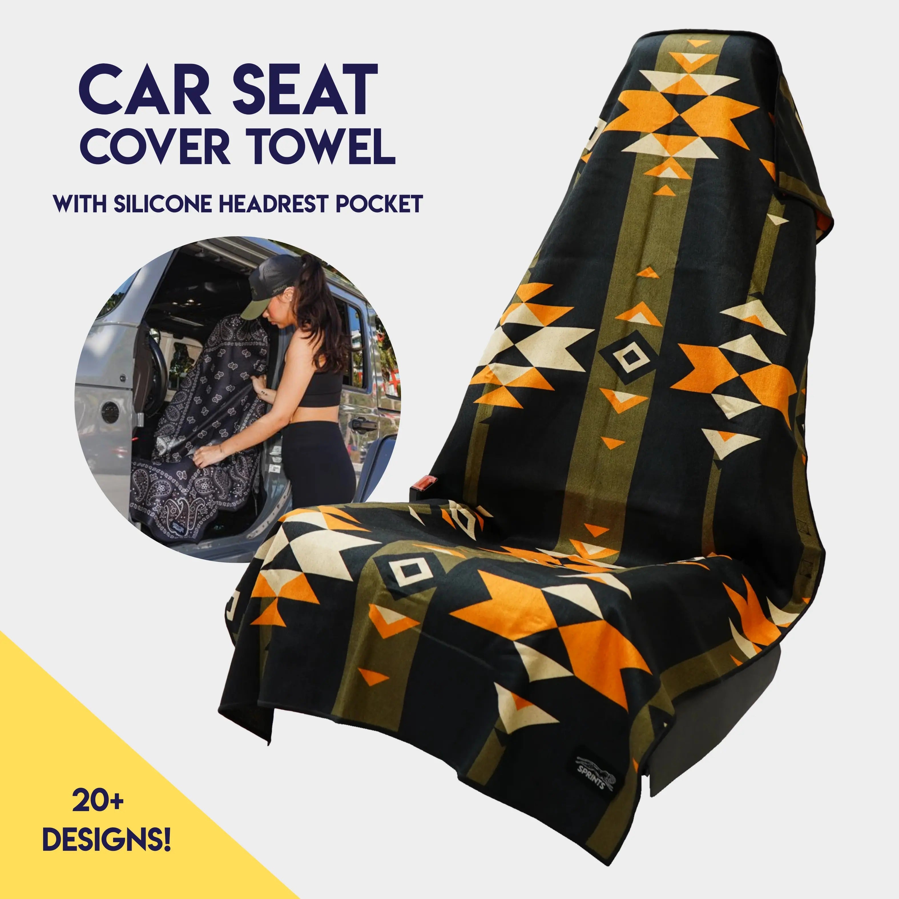 Steppes Frontier Car Seat Cover Towel - Silicone-Lined Hood Universal Fit Car Seat Cover Towel for Sweat Protection