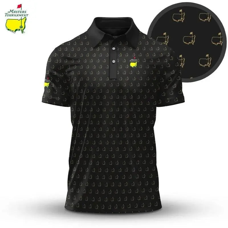 Classic Black Masters 2026 Golf Polo Shirt Men Print Polo Shirt Breathable Lightweight Athletic Golf Wear