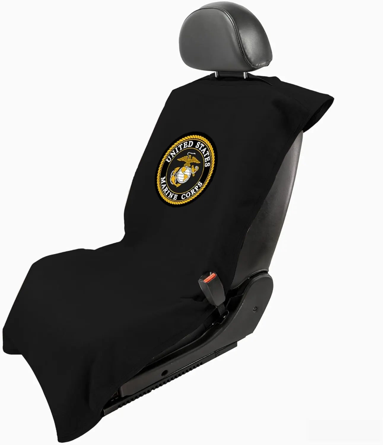 Seat Armour Seat Protector Towel – U.S. Marines Design – Soft Machine Washable Car Seat Cover Towel – Easy to Install, Multipurpose Car Seat Towel – Black