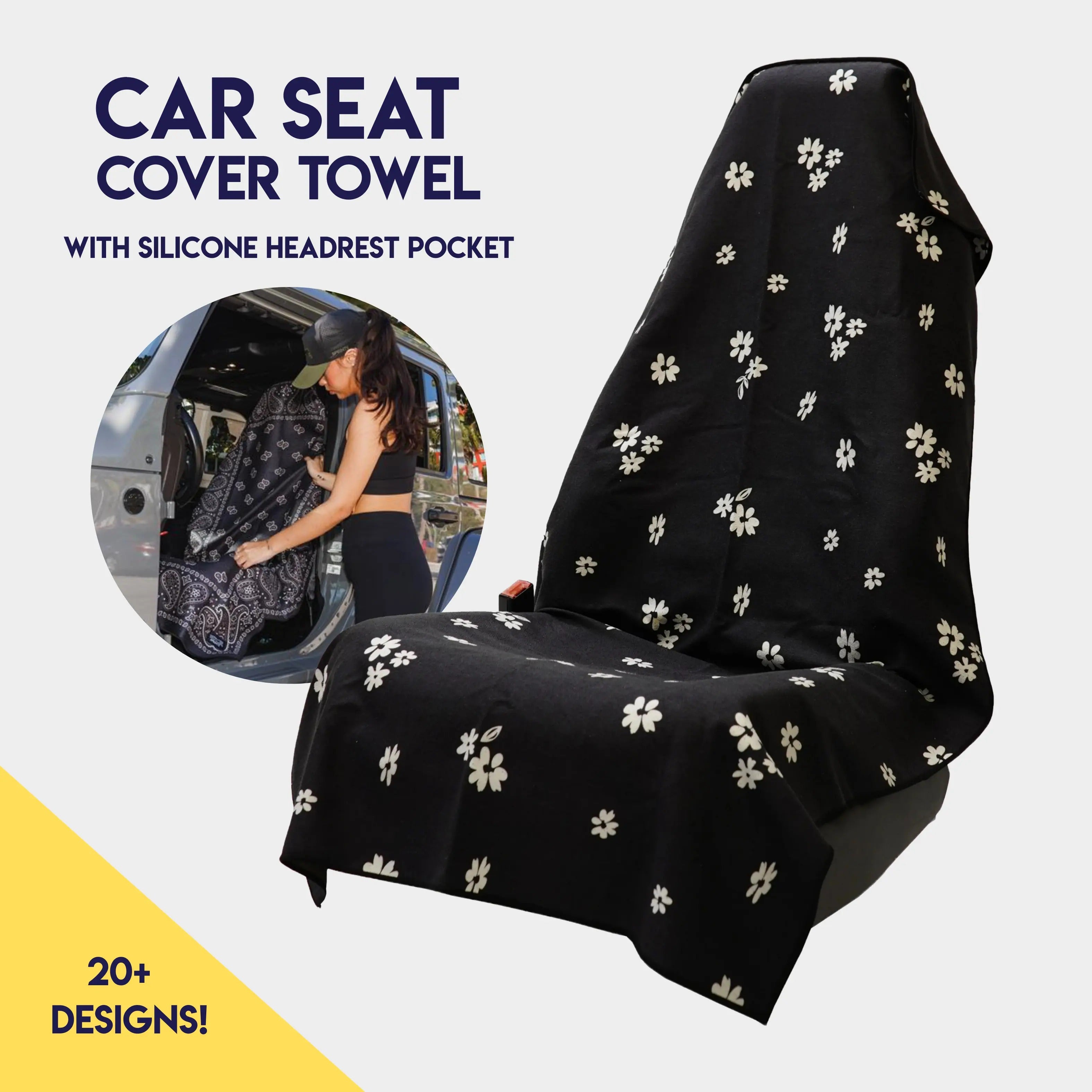 Florid Declamation Car Seat Cover Towel - Silicone-Lined Hood Universal Fit Car Seat Cover Towel for Sweat Protection