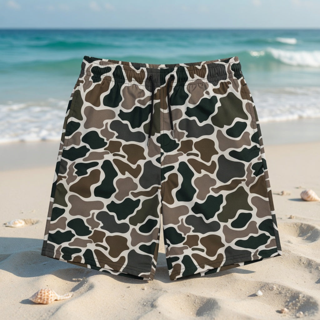 Matching Duck Camo Couples Swimwear Set – Men’s Swim Shorts & Women’s Triangle Bikini Beach Outfit